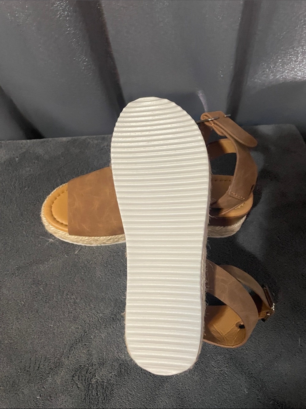 Women’s Brown Espadrille Platform Sandals with Ankle Strap NWOT - Picture 5 of 5